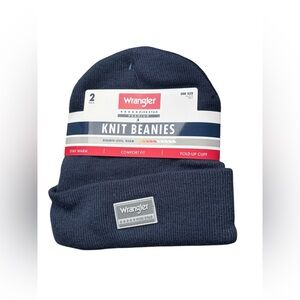 Wrangler Five Star Knit Beanie 2 Pack Navy Burgundy